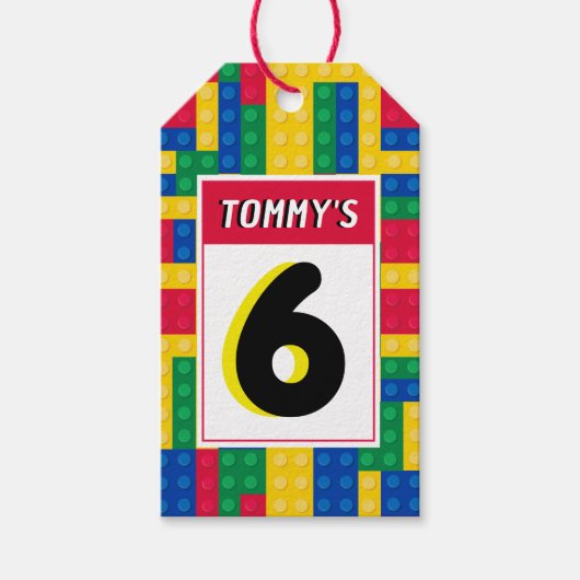 Brick Builder Customizable Birthday FAVOR TAG Geschenkanhänger (Vorderseite)