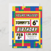 Brick Builder Customizable Birthday Invitation Einladung (Vorderseite)