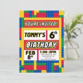 Brick Builder Customizable Birthday Invitation Einladung (Stehend Vorderseite)