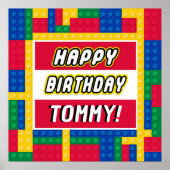 Brick Builder Customizable Birthday Sign Poster (Vorne)