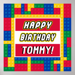 Brick Builder Customizable Birthday Sign Poster