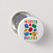 Brick Builder Funny Blocks Gebäude Master Builder Button (Vorne & Hinten)
