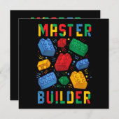 Brick Builder Funny Blocks Gebäude Master Builder Einladung (Vorne/Hinten)