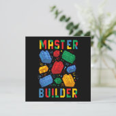 Brick Builder Funny Blocks Gebäude Master Builder Einladung (Stehend Vorderseite)