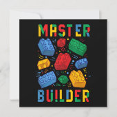Brick Builder Funny Blocks Gebäude Master Builder Einladung (Vorderseite)