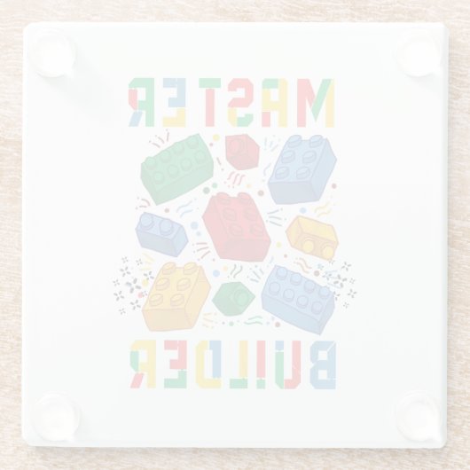 Brick Builder Funny Blocks Gebäude Master Builder Glasuntersetzer (Rückseite)