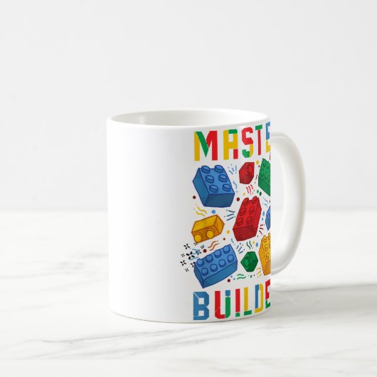Brick Builder Funny Blocks Gebäude Master Builder Kaffeetasse (VorderseiteRechts)