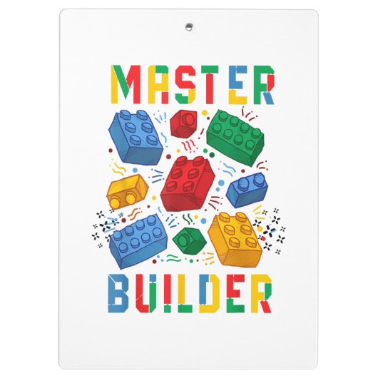 Brick Builder Funny Blocks Gebäude Master Builder Klemmbrett (Rückseite)