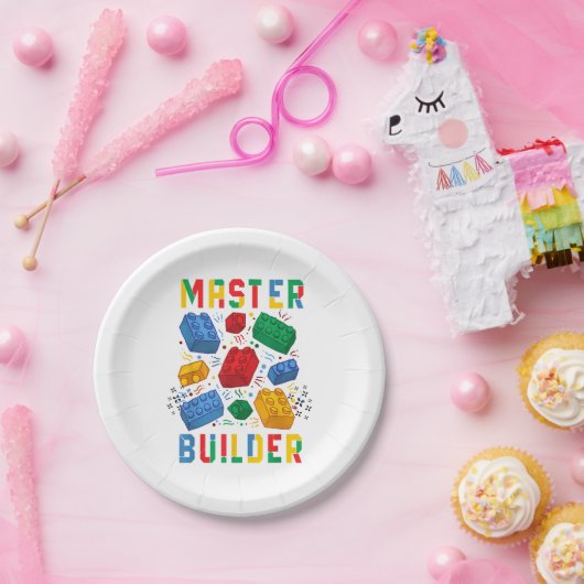 Brick Builder Funny Blocks Gebäude Master Builder Pappteller (Party)