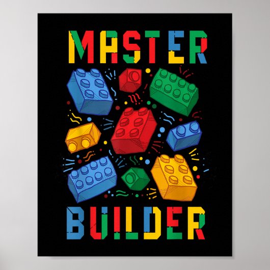 Brick Builder Funny Blocks Gebäude Master Builder Poster (Vorne)