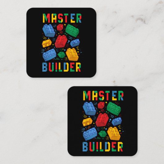 Brick Builder Funny Blocks Gebäude Master Builder Quadratische Visitenkarte (Vorne/Hinten)