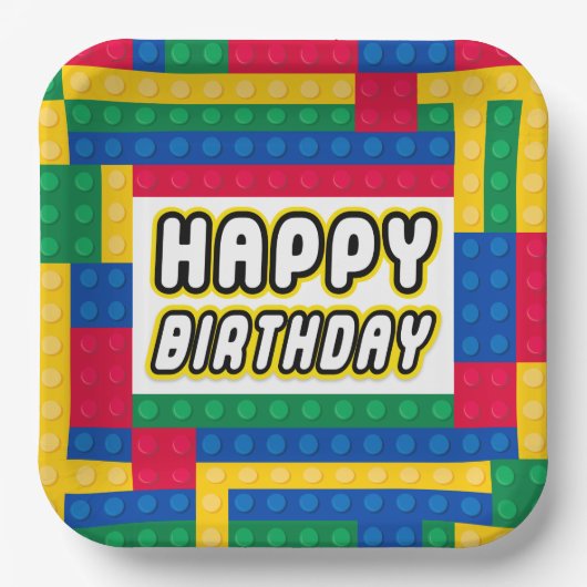 Brick Builder Geburtstag 9" Papierplatte Pappteller (Vorderseite)
