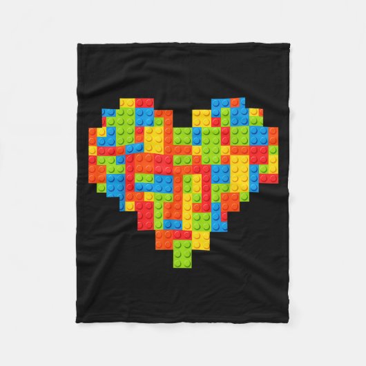Brick Builder Herz Valentinstag Block Bau Mast Fleecedecke (Vorderseite)
