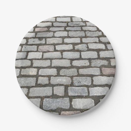 Brick Cobblestone Street Pathway Naturofotografie Pappteller (Vorderseite)