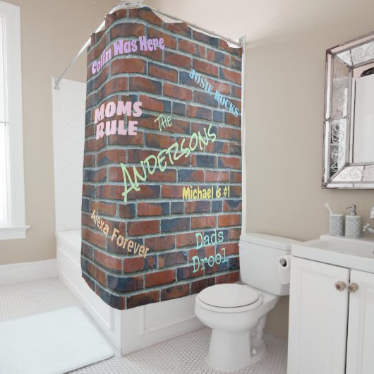 Brick Graffiti Wall Individuelle Name Duschvorhang (Beispiel)