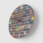 Brick Graffiti Wall Individuelle Name Runde Wanduhr (Winkel)