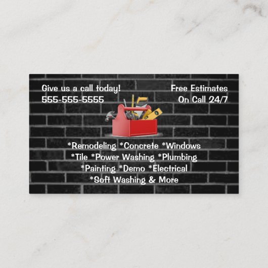 Brick Handyman Visitenkarte (Rückseite)