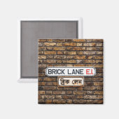 Brick Lane E1 Kühlschrankmagnet Square (Vorderseite/Rückseite)