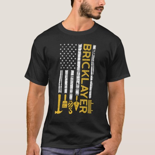 Brick Mason Bricklayer Mauerwerk Bau US Fla T-Shirt (Vorderseite)