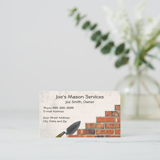 Brick Mason Masonry Business Card Visitenkarte (Stehend Vorderseite)