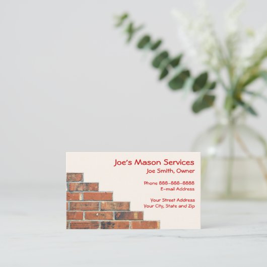 Brick Mason Masonry Business Card Visitenkarte (Stehend Vorderseite)