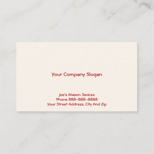 Brick Mason Masonry Business Card Visitenkarte (Rückseite)
