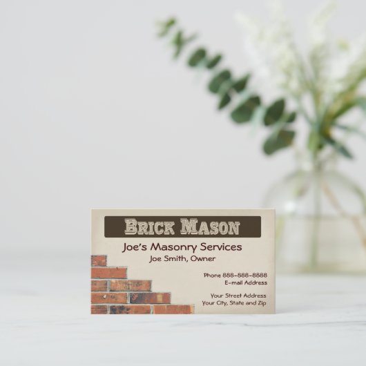 Brick Mason Masonry Business Card Visitenkarte (Stehend Vorderseite)