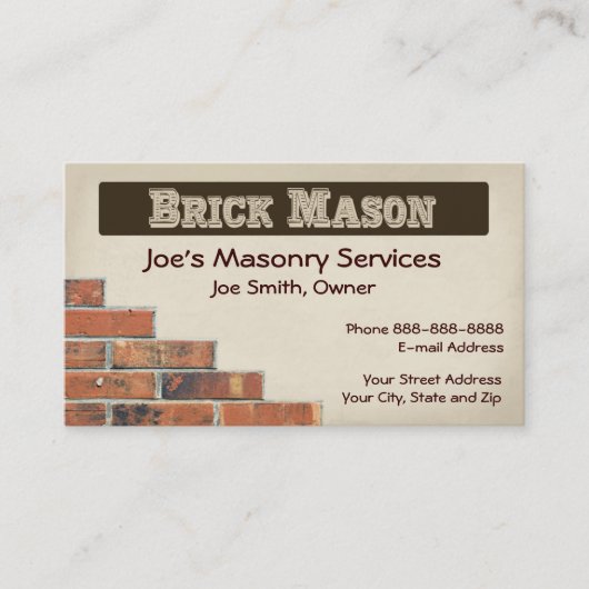 Brick Mason Masonry Business Card Visitenkarte (Vorderseite)