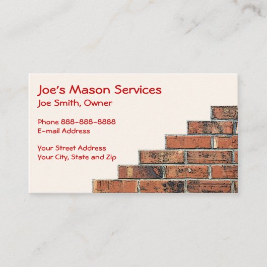 Brick Mason Masonry Business Card Visitenkarte (Vorderseite)