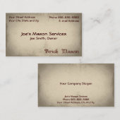 Brick Mason Masonry Business Card Visitenkarte (Vorne/Hinten)