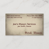 Brick Mason Masonry Business Card Visitenkarte (Vorderseite)