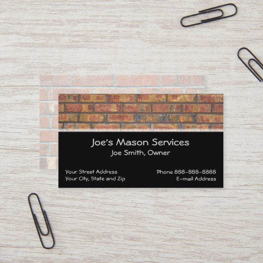 Brick Mason Masonry Business Card Visitenkarte (Vorderseite/Rückseite Beispiel)