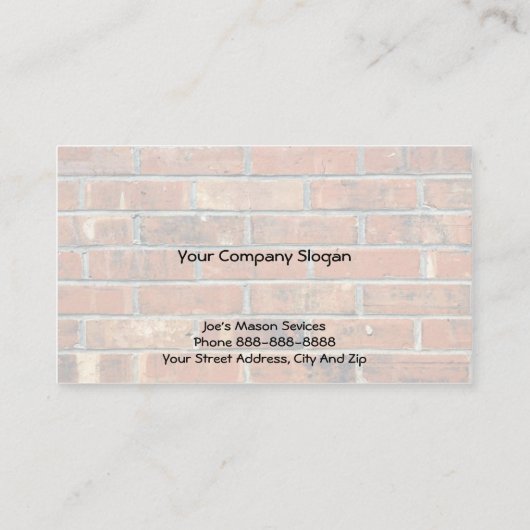 Brick Mason Masonry Business Card Visitenkarte (Rückseite)