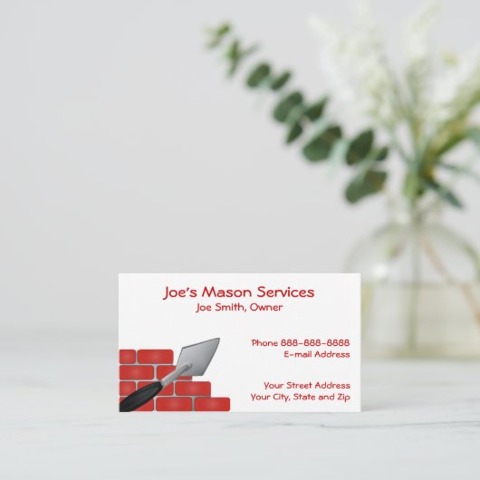 Brick Mason Masonry Business Card Visitenkarte (Stehend Vorderseite)