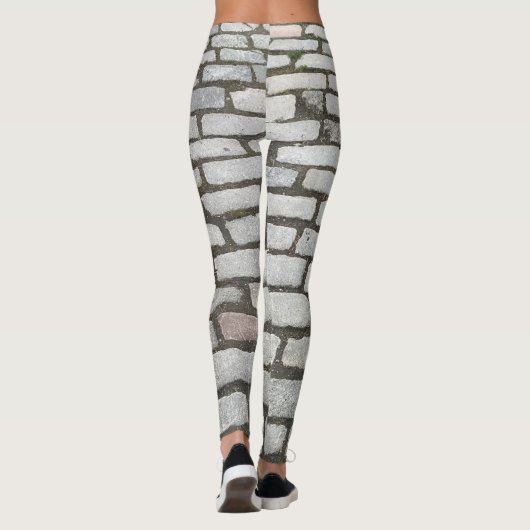 Brick Pattern Cobblestone Street Pathway Sidewalk Leggings (Rückseite)