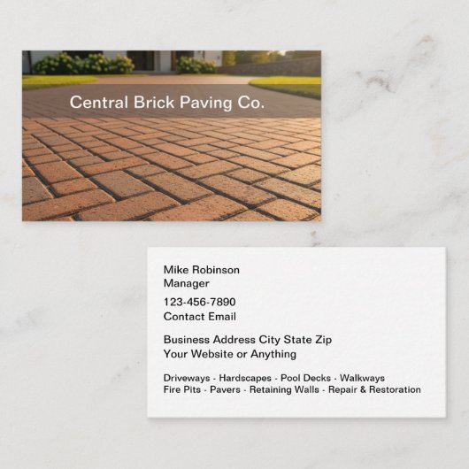 Brick Paving And Pavers Theme Business Cards Visitenkarte (Vorne/Hinten)