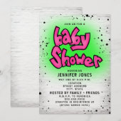 Brick Pink Green Graffiti 90s Hip Hop Baby Shower Einladung (Vorne/Hinten)