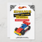 Brick Race Car Kids Birthday Einladung (Vorderseite)