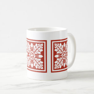 Brick Red Acorn und Leaf Tile Design Coffee Tasse