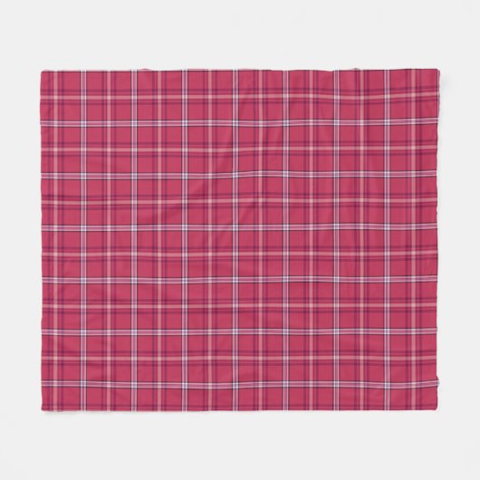 Brick Red and Soft Peach Plaid Fleecedecke (Vorderseite (Horizontal))