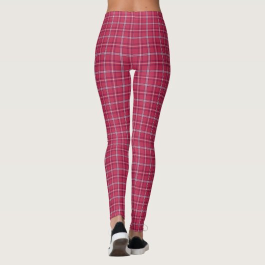 Brick Red and Soft Peach Plaid Leggings (Rückseite)
