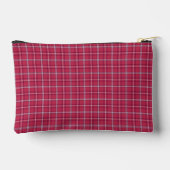 Brick Red and Soft Peach Plaid Zubehörtasche (Rückseite)