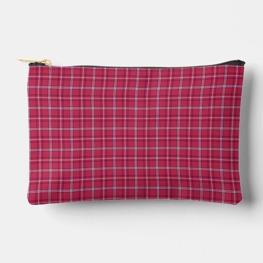 Brick Red and Soft Peach Plaid Zubehörtasche (Vorderseite)