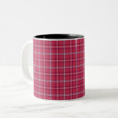Brick Red and Soft Peach Plaid Zweifarbige Tasse (Vorderseite Links)