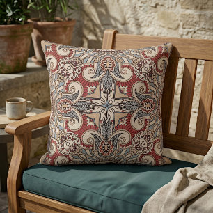 Brick Red Aquamarin Gray Blue Taupe Kaleidoskop Ar Kissen