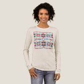 Brick Red Blue Southwest Art Large Tile Design Tri-Blend Shirt (Volle Vorderseite)