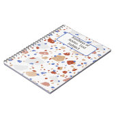 Brick Red Blue & Tan Marble Chips Terrazzo Pattern Notizblock (Linke Seite)