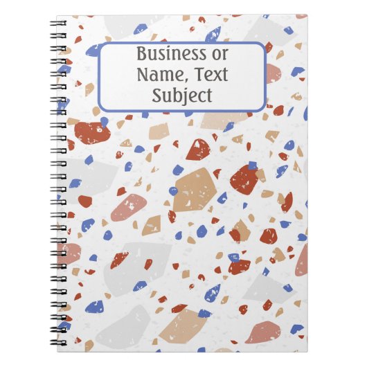 Brick Red Blue & Tan Marble Chips Terrazzo Pattern Notizblock (Vorderseite)