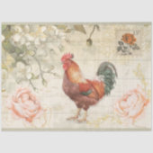 Brick Red Green Rooster Bauernhaus Chic mit Rose Seidenpapier (Vorderseite)