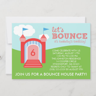 Brick Red Let's Bounce Bounce House Geburtstagspar Einladung